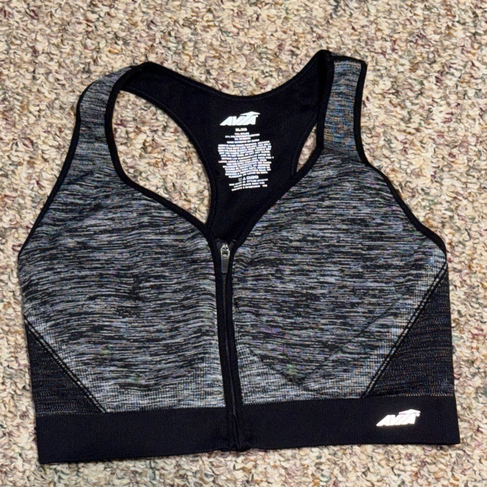 Women's XL Avia Black Sports Bra workout bra top athletic top running workout‎